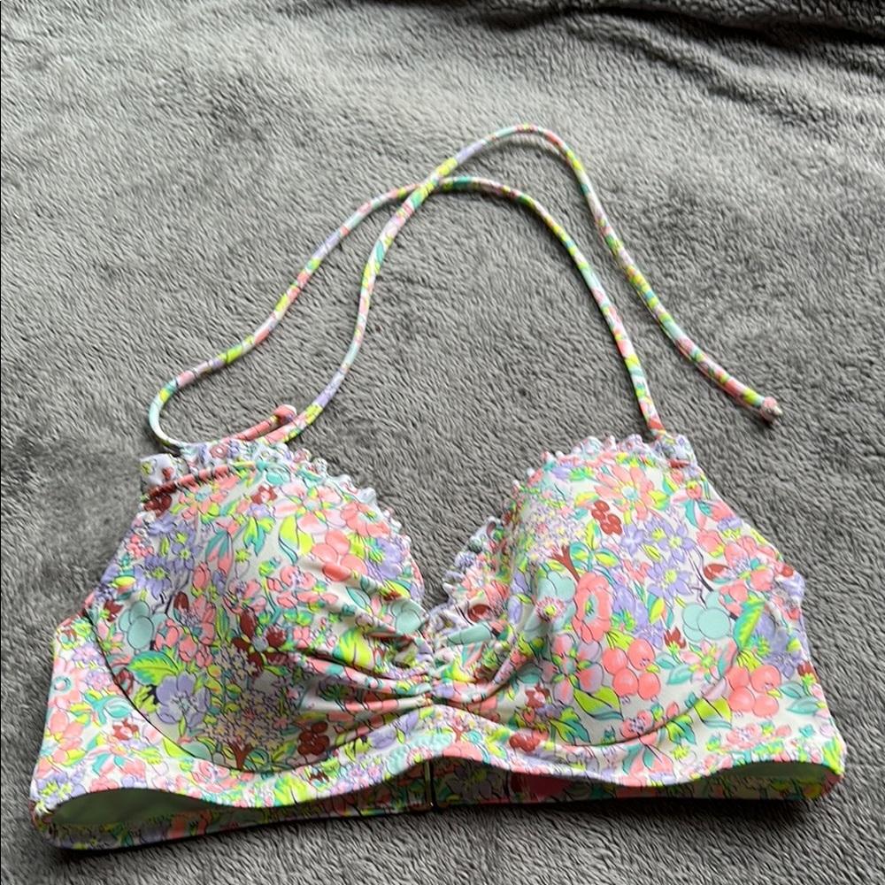 Victoria's Secret Pink and Green Bikini Top Push-Up Style​